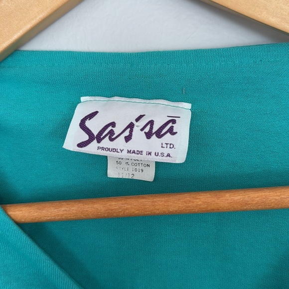 VINTAGE FRINGE DRESS WITH MATCHING BELT COTTON BLEND MADE IN USA - Picture 10 of 12